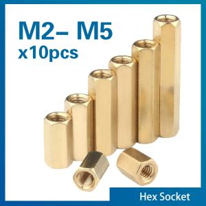 10pcs / lot hex femelle à femelle m2 m2.5 m3 m4 m5 en laiton stoppatian