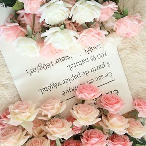 10 pcs/lot Latex Real Touch Rose Décor Fleurs Artificielles Fleurs De Soie Floral Bouquet De Mariage Accueil Partie Conception Scène Réglage Props