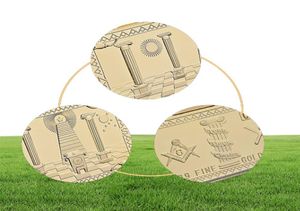 10pcs Lot Masons Masonic Challenge Coin Golden Bar Craft 999 Diseño 3D revestido de oro fino con cubierta de caja4279911