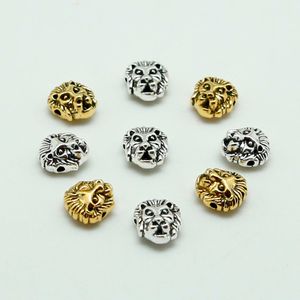 Dijes de Metal DIY plata antigua Color dorado cabeza de león tibetano cuentas espaciadoras para la fabricación de joyas 11x12mm