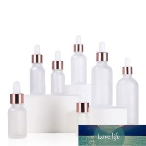 10 unids / lote Rose-Golden Retellable Dropper Bottle Frosted / Clear Essence Aceite Vidrio Aromaterapia Gota líquida para botellas de pipeta