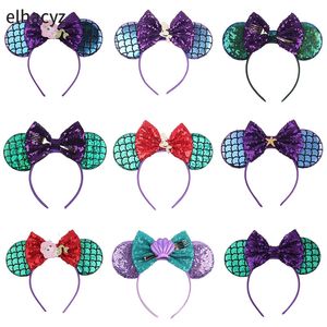 10pcs / lot en gros sirène des oreilles de souris Bande de tête de bande de fourche à coiffure à coiffure diy filles accessoires de cheveux enfants casseur princesse 240329