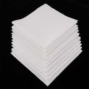 10pcs mouchoirs blancs pour hommes 100% coton carré super doux lavable serviette de poitrine Hanky carré de poche 28 x 28 cm T200618