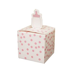 10pcs de la botella de alimentación de leche Caja de regalo de la botella de color azul rosa Baby Shower Favor Cótano de papel Camshi