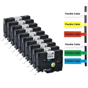 10pcs compatible multicolor Tze-FX231 Tze-FX131 Tze-FX631 FX221 Risque d'étiquette de câble flexible pour le fabricant de Brother P-Touch