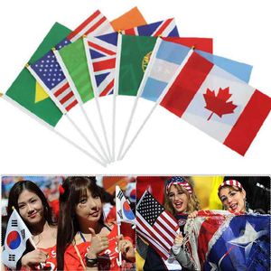 10pcs drapeau de la nation emblème coupe du monde pays du monde drapeaux bannière main agitant le drapeau