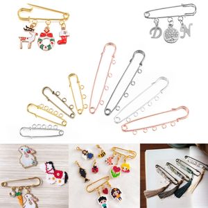 10 Uds. De alfileres de seguridad, broche de Base en blanco, alfileres de 50/80/90mm, alfileres de 3/5 agujeros, alfiler de joyería para suministros de joyería, accesorios