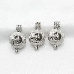 10 Uds reloj de plata jaula de perlas difusor de aceite esencial medallones colgante para collar de Perfume personalizado hallazgo de joyería
