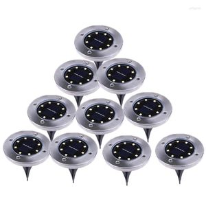 10 Pcs Solaire Alimenté Sol Lumière 8 Led Extérieur Jardin Paysage Voie Enterré Sol Souterrain Lampes