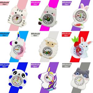 10pcs en gros Unicorn Regarder les enfants Toy Enfants Salp Montre Carton Cat / Bunny / Panda Boys Girls Child Watch Student Clock 240419
