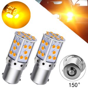 Ampoules de voiture LED jaunes 1156 PY21W BAU15S 3030 35SMD, large tension 12V 24V, pour feux de recul, clignotants, 10 pièces