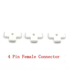 10 pièces RGB T en forme de 4 broches 3 voies adaptateur de connecteur femelle pour 3528 5050 LED bande lumineuse