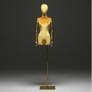 Maniquí femenino de algodón con ventana de Color de brazo dorado de 10 estilos, soporte para el cuerpo, forma de vestido Xiaitextiles, joyería de maniquí, ajuste flexible para mujer 308S