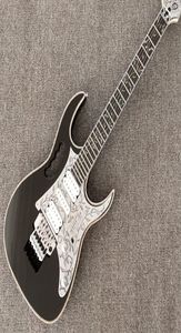 10e anniversaire Steve Vai Jem 7V Noir Guitare électrique en aluminium Pickguard Touche en ébène Véritable corps d'ormeau Reliure Vigne Inl8071233