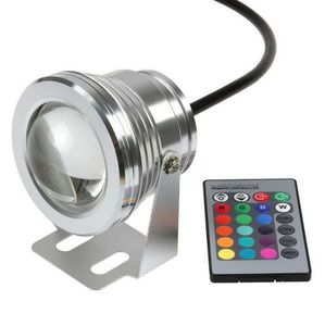 Projecteur LED sous-marin 10W 12V RGB, CE/RoHS IP68 950lm, 16 couleurs changeantes avec télécommande pour décoration de fontaine et de piscine, 1 pièce