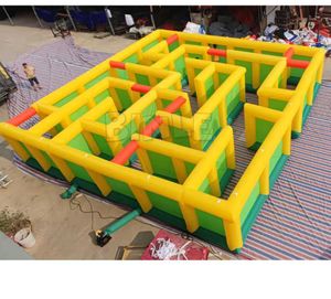 10x10x2m gran precio 10x10m laberinto inflable carrera de obstáculos cuadrado juego de laberinto al aire libre para niños y adultos