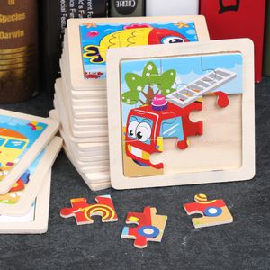 Puzzle en bois pour enfants 11x11CM, dessin animé, trafic d'animaux, Tangram, jouets éducatifs, cadeaux pour enfants