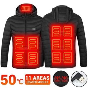 11 Area Men Winter Electric Heated Jackets Prendas de abrigo Ski Hunting Clothing Motocicleta USB Chaleco Warm Coat 211214