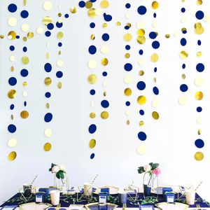 11 pies azul marino azul beige beige dots círculo guirnalda de papel colgante de lunares de lunares de lunares reales decoración de baby shower de baby baby shower