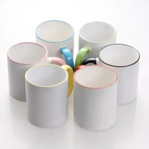 Taza de café de sublimación de cerámica de 11 oz, tazas blancas de porcelana en blanco, espacios en blanco embalados para té, leche, café con leche, cacao caliente al por mayor