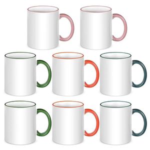 Taza de café de sublimación de cerámica de 11 oz, tazas blancas de porcelana en blanco, empaquetadas para té, leche, café con leche