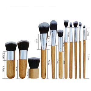 11 pièces manche en bambou pinceau de maquillage fond de teint pinceaux de maquillage pour les yeux ensemble pinc￩is de maquiagem Kit