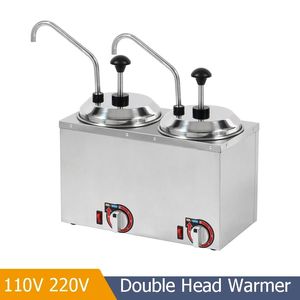 110V 220V Commercial 2 Pot Hot Fudge Pompe Machine Machine Chocolate Sauce Dispensateur Nacho Cheese Warmer Dispensher Dispens