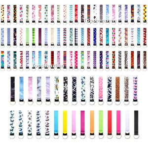 112 Colores de diseño Favoritos de pulsera de neopreno Llany Tails Llaveros Serape Impresiones Correa Banda Split Ring Mano llavero llavero llavero para Chapstick Holder Girls / Mujeres / Hombres