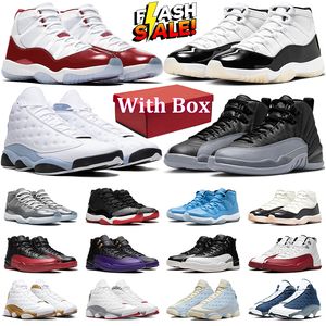 Avec la boîte 11 12 13 hommes chaussures de basket-ball féminin 11s gris cool bred 12s wolf gris gris 13s blé silex