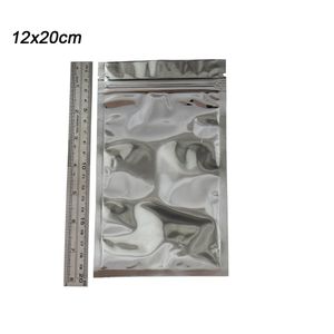 12*20 cm termosellable transparente Mylar bolsa de plástico con cremallera paquete al por menor resellable plata aluminio grado alimenticio embalaje cremallera bolsas con cierre de cremallera