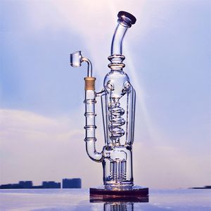 12,6 pouces spirale tuyau d'eau narguilé barboteur verre droit bong dab plate-forme et plates-formes pétrolières perc avec 14mm banger pour fumer