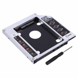 Envío gratuito 12,7 mm Aluminio SATA HDD SSD Caja Unidad de disco duro Bahía Caddy Adaptador de DVD óptico para computadora portátil