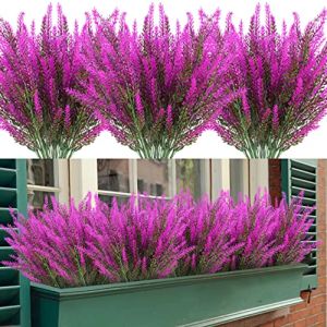 12 paquets de plantes artificielles lavande, fausse fougère de Boston, verdure extérieure, Faux plastique résistant aux UV, décor de jardin, porche, fenêtre, boîte