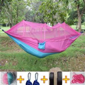 12 colores 260*140cm Hamaca portátil con cama de hamaca para una sola persona de mosquitos