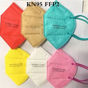 12 couleurs KN95 Masque Usine 95% Filtre Coloré Jetable Respirateur Respiratoire Au Charbon Actif 5 Couches Designer Masques Facial Emballage Individuel CG001