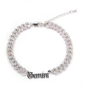 12 Bracelets de Cheville Constellation Pour Femmes Zircon 9mm Bracelet Cheville Cubaine Cancer Lion Vierge Jambe Pied Chaîne Bijoux De Plage