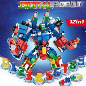 12 en 1 Kits de robots digitales coloridos Modelo de bloques de construcción Ladrillos Figura de acción de juguete para niño