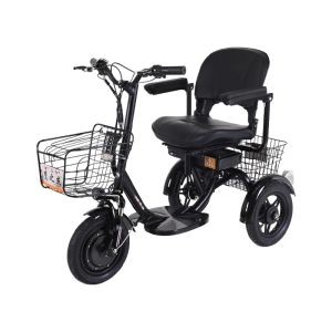 Vélo de tricycle électrique de 12 pouces pour handicapés / âgés 3 roues Bicycles électriques 300W 48V Mobilité électrique Scooter