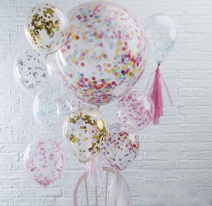 Globos de papel con lentejuelas doradas de 12 pulgadas, decoración de fiesta, globos de látex transparentes, suministros de apertura para bodas y cumpleaños