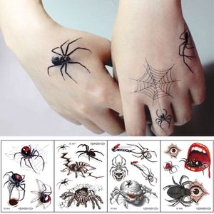 12 types Big 3D Spider Tattoo Imperproof Halloween Temporary corpory art autocollant jetable maquillage effrayant Tatouage Tempaire