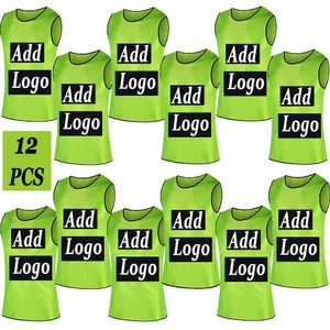 12 PC personalizadas personalizadas entrenamiento de fútbol chalecos de fútbol práctica de práctica Jerseys Sports Scrimmage Bibs 240402