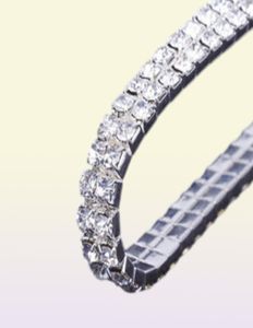 12 pièces Lots 110 rangées de bracelets en argent cristal strass élastique bracelet de mariée bracelet extensible accessoires de mariage entiers f3545348