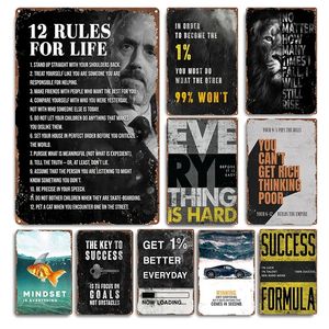 12 Règles Pour La Vie Citation En Métal Plaque En Métal Vintage Motivation Slogans Tin Sign Home Decor Drôle Décoratif En Métal Affiche Mur Décor Peinture 30X20CM w01