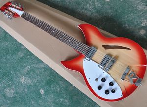 Guitare électrique semi-creuse rouge cerise à 12 cordes avec 2 micros, touche en palissandre, gaucher