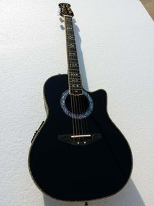 Handmade Ovation Acoustic-Electric Guitar with Ebony Fretboard, F-5T Preamp, EQ, Professional Folk Guitar