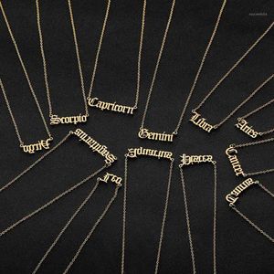 Collar con colgantes de constelaciones de 12 letras del zodiaco para mujeres, hombres, Virgo, Libra, Escorpio, Sagitario, Capricornio, Acuario, regalo de cumpleaños