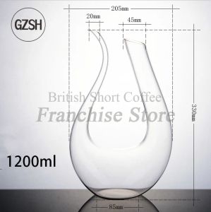 1200/1500 ml plomb en cristal gratuit carcantre ménage local tyran en or Dispensateur de vin en forme de U Europe