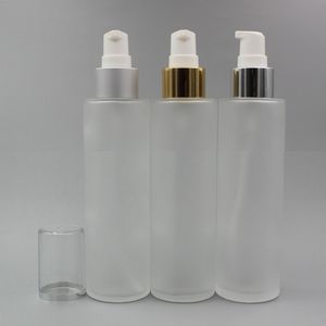 120ML Vide Frost Glass Spray Fine Mist Bottle 4Oz Rechargeable Round Glass Cream Pump Dispenser Gold Silver Collar avec pulvérisateur en aluminium