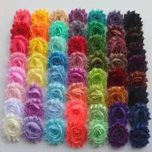 120pcs 109 couleurs 2,5 Fleurs de mousseline de mousseline pour filles accessoires de cheveux fleurs bricolage Born Baby Headwear Accessoires 240417