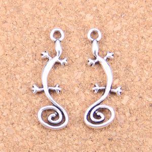 120 piezas de plata antigua chapada en bronce gecko casa lagarto encantos colgante DIY collar pulsera brazalete hallazgos 29*11mm